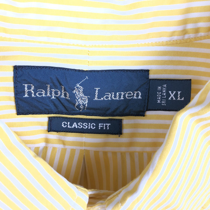 Ralph Lauren Classic Fit Short Sleeve Button Down Striped Shirt Men's XL cotton yellow type Vintage Second Hand