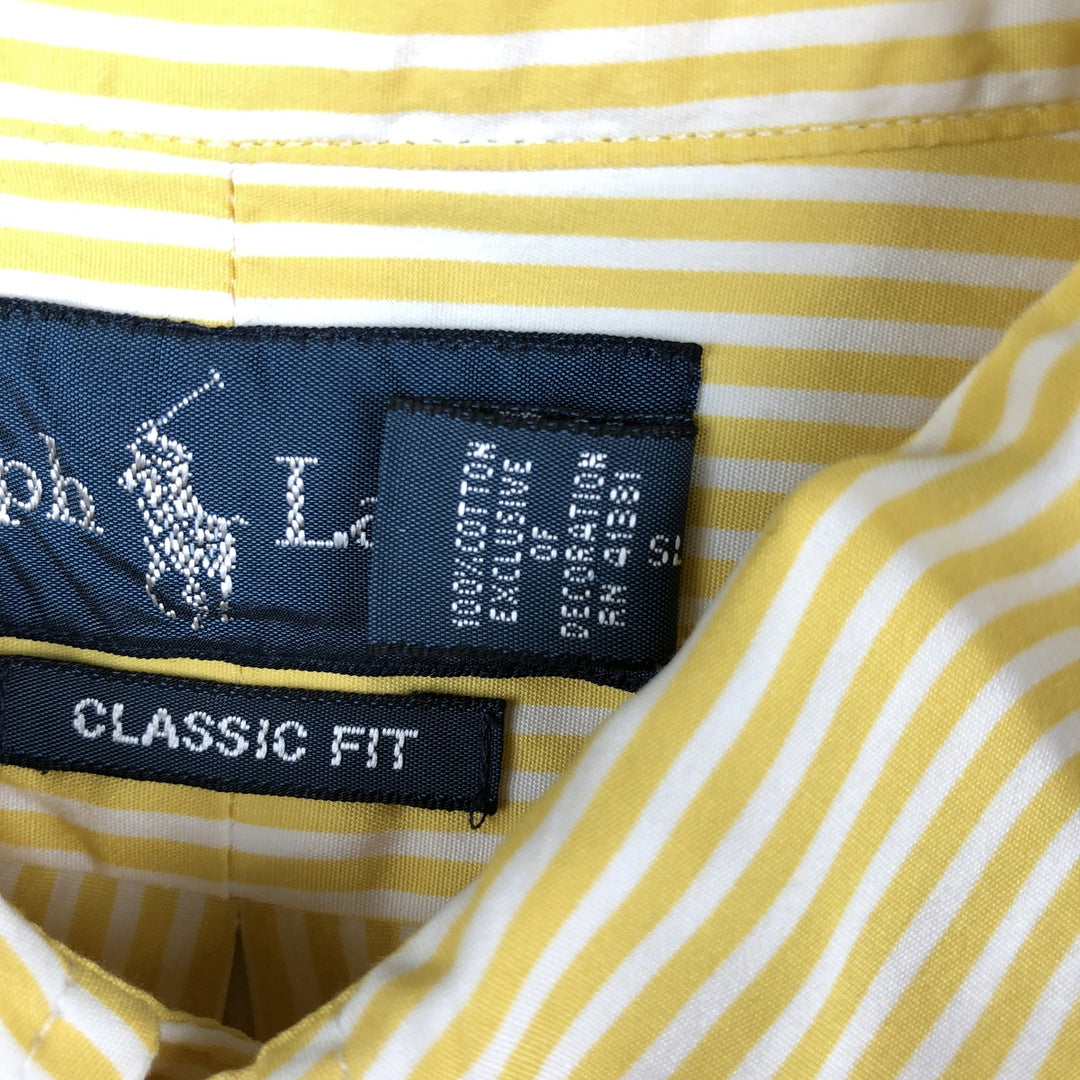 Ralph Lauren Classic Fit Short Sleeve Button Down Striped Shirt Men's XL cotton yellow type Vintage Second Hand
