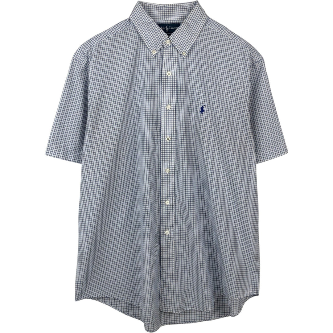 Ralph Lauren Classic Fit short sleeve button down check shirt, men's size XL cotton blue type Vintage Second Hand