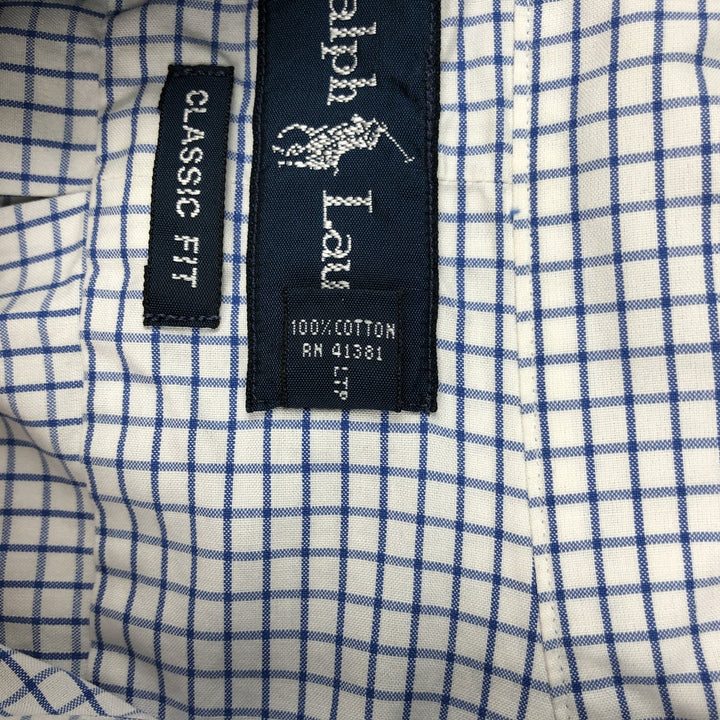 Ralph Lauren Classic Fit short sleeve button down check shirt, men's size XL cotton blue type Vintage Second Hand