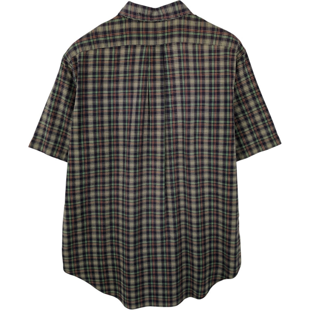 Ralph Lauren Classic Fit Short Sleeve Button Down Check Shirt Men's Size L cotton navy blue type Vintage Second Hand