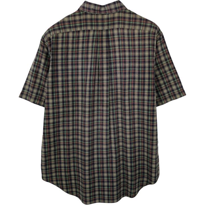 Ralph Lauren Classic Fit Short Sleeve Button Down Check Shirt Men's Size L cotton navy blue type Vintage Second Hand