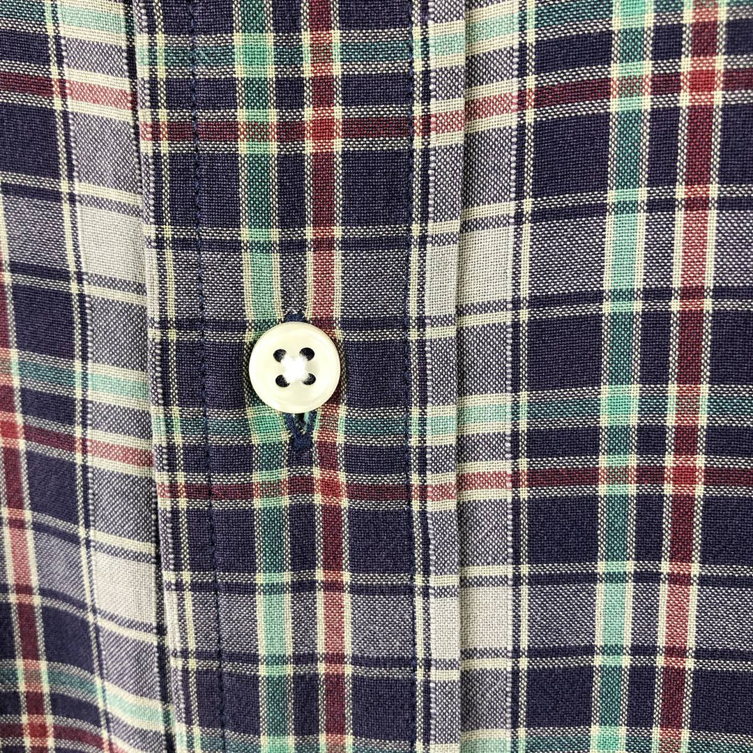 Ralph Lauren Classic Fit Short Sleeve Button Down Check Shirt Men's Size L cotton navy blue type Vintage Second Hand