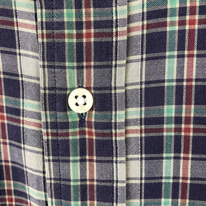 Ralph Lauren Classic Fit Short Sleeve Button Down Check Shirt Men's Size L cotton navy blue type Vintage Second Hand