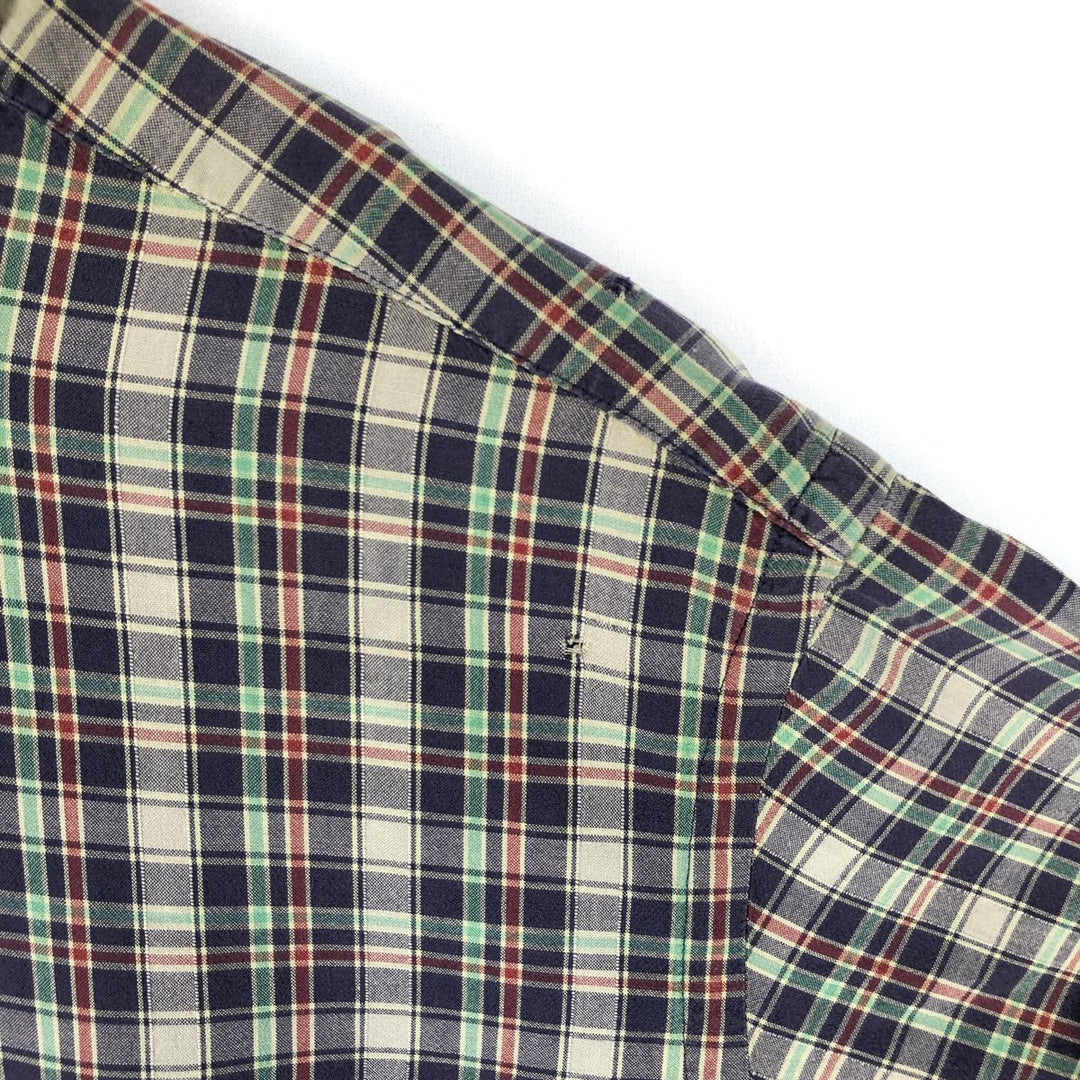 Ralph Lauren Classic Fit Short Sleeve Button Down Check Shirt Men's Size L cotton navy blue type Vintage Second Hand