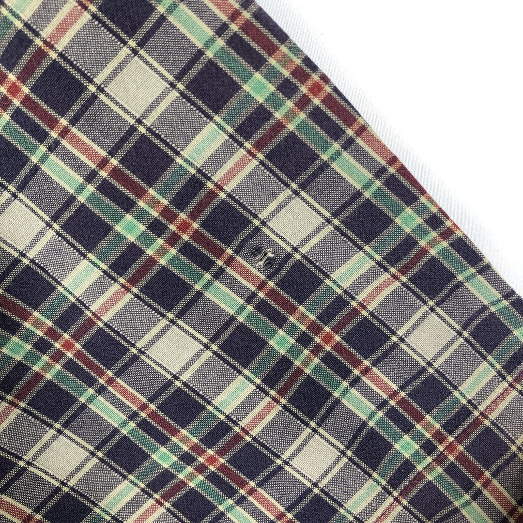 Ralph Lauren Classic Fit Short Sleeve Button Down Check Shirt Men's Size L cotton navy blue type Vintage Second Hand