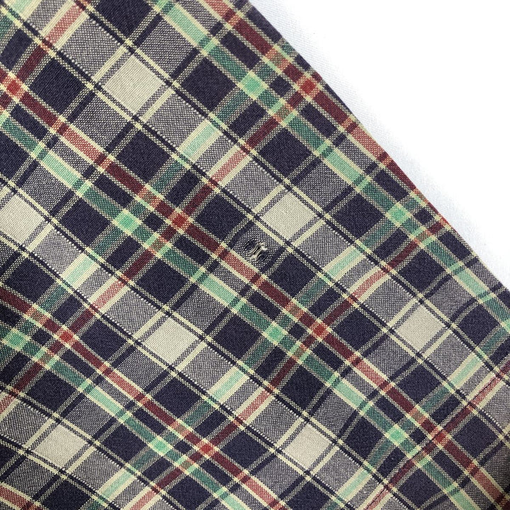 Ralph Lauren Classic Fit Short Sleeve Button Down Check Shirt Men's Size L cotton navy blue type Vintage Second Hand
