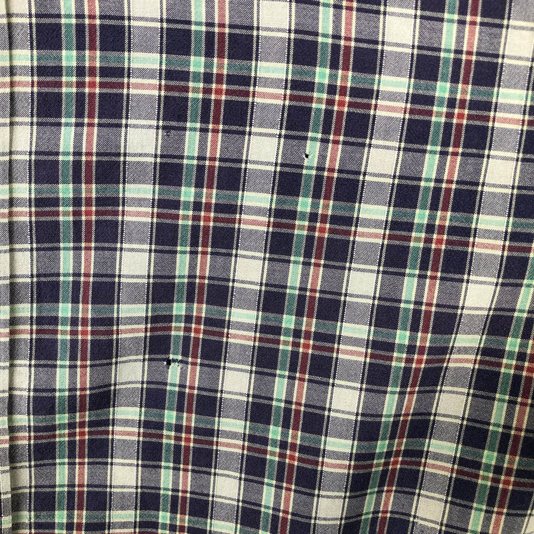 Ralph Lauren Classic Fit Short Sleeve Button Down Check Shirt Men's Size L cotton navy blue type Vintage Second Hand