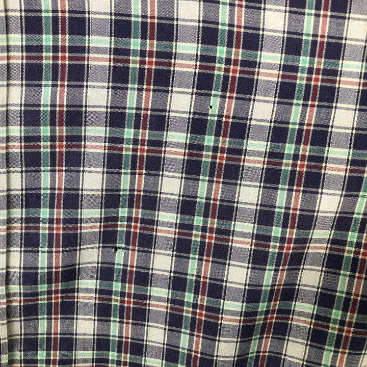 Ralph Lauren Classic Fit Short Sleeve Button Down Check Shirt Men's Size L cotton navy blue type Vintage Second Hand