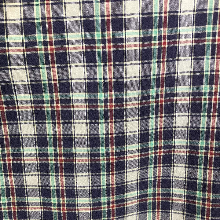 Ralph Lauren Classic Fit Short Sleeve Button Down Check Shirt Men's Size L cotton navy blue type Vintage Second Hand