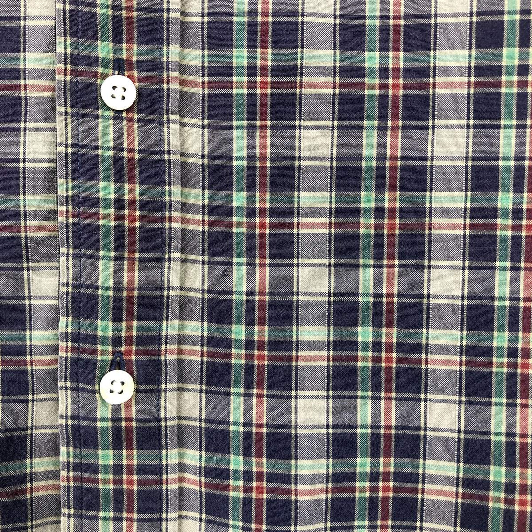 Ralph Lauren Classic Fit Short Sleeve Button Down Check Shirt Men's Size L cotton navy blue type Vintage Second Hand