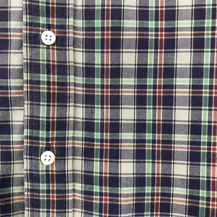 Ralph Lauren Classic Fit Short Sleeve Button Down Check Shirt Men's Size L cotton navy blue type Vintage Second Hand