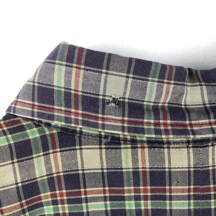 Ralph Lauren Classic Fit Short Sleeve Button Down Check Shirt Men's Size L cotton navy blue type Vintage Second Hand
