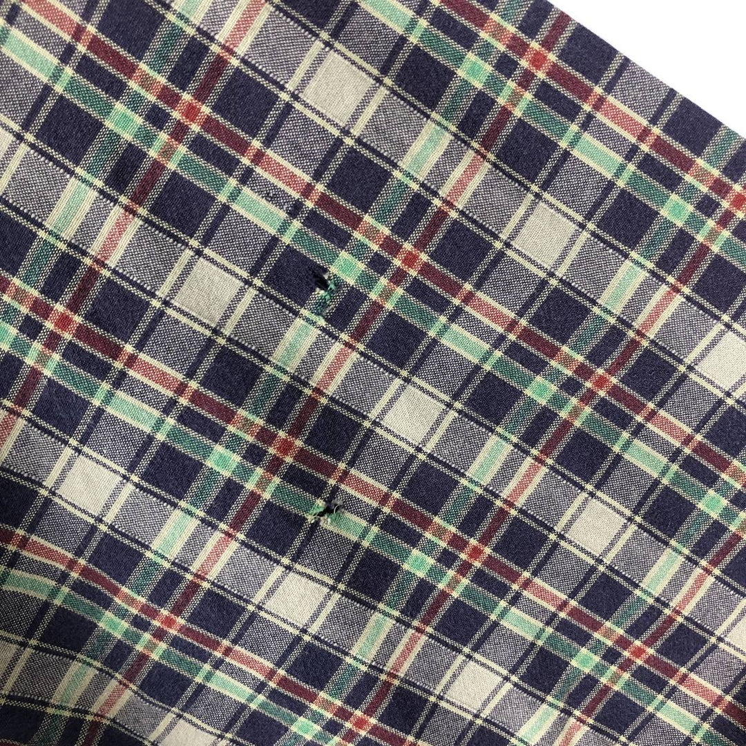 Ralph Lauren Classic Fit Short Sleeve Button Down Check Shirt Men's Size L cotton navy blue type Vintage Second Hand