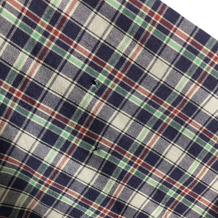 Ralph Lauren Classic Fit Short Sleeve Button Down Check Shirt Men's Size L cotton navy blue type Vintage Second Hand