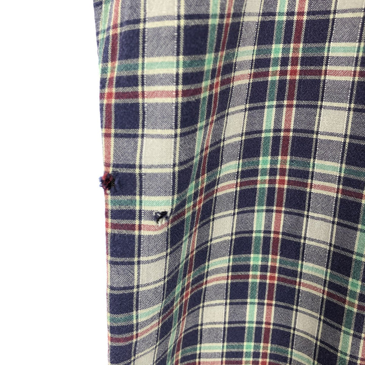 Ralph Lauren Classic Fit Short Sleeve Button Down Check Shirt Men's Size L cotton navy blue type Vintage Second Hand