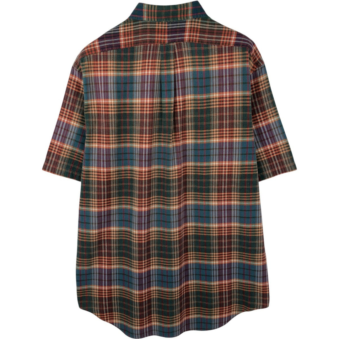 Ralph Lauren BLAIRE Madras Check Short-Sleeve Button-Down Check Shirt, Men's Size L (approx.) cotton green type Vintage Second Hand