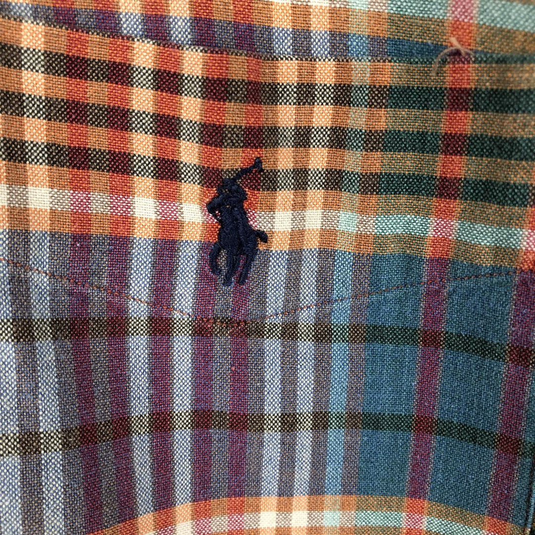 Ralph Lauren BLAIRE Madras Check Short-Sleeve Button-Down Check Shirt, Men's Size L (approx.) cotton green type Vintage Second Hand