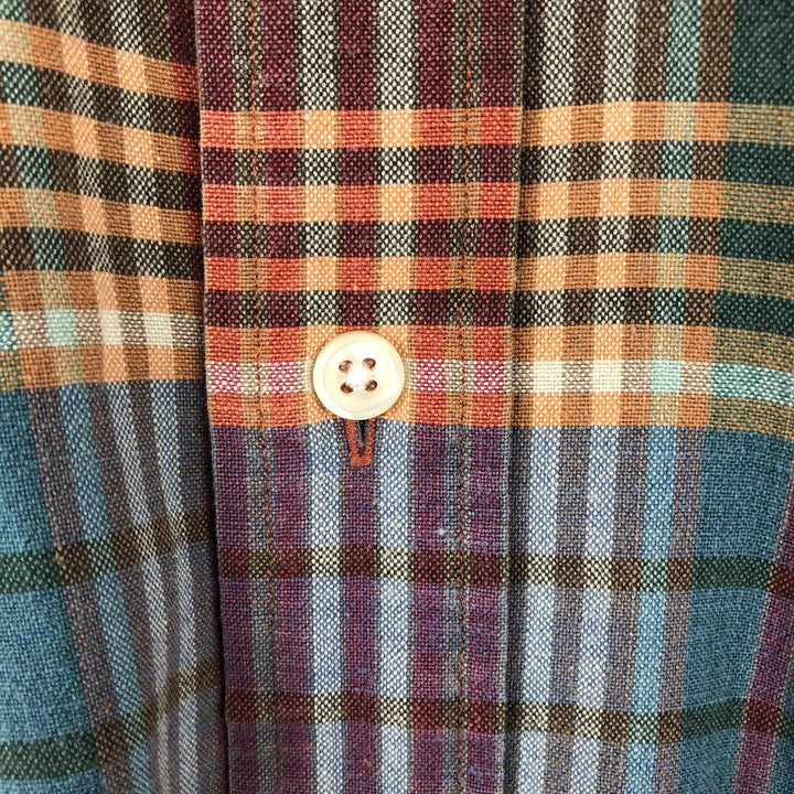 Ralph Lauren BLAIRE Madras Check Short-Sleeve Button-Down Check Shirt, Men's Size L (approx.) cotton green type Vintage Second Hand