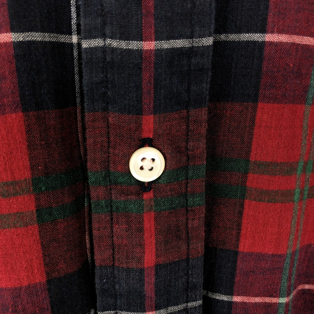 Ralph Lauren short sleeve button down check shirt, men's XL size cotton red type Vintage Second Hand