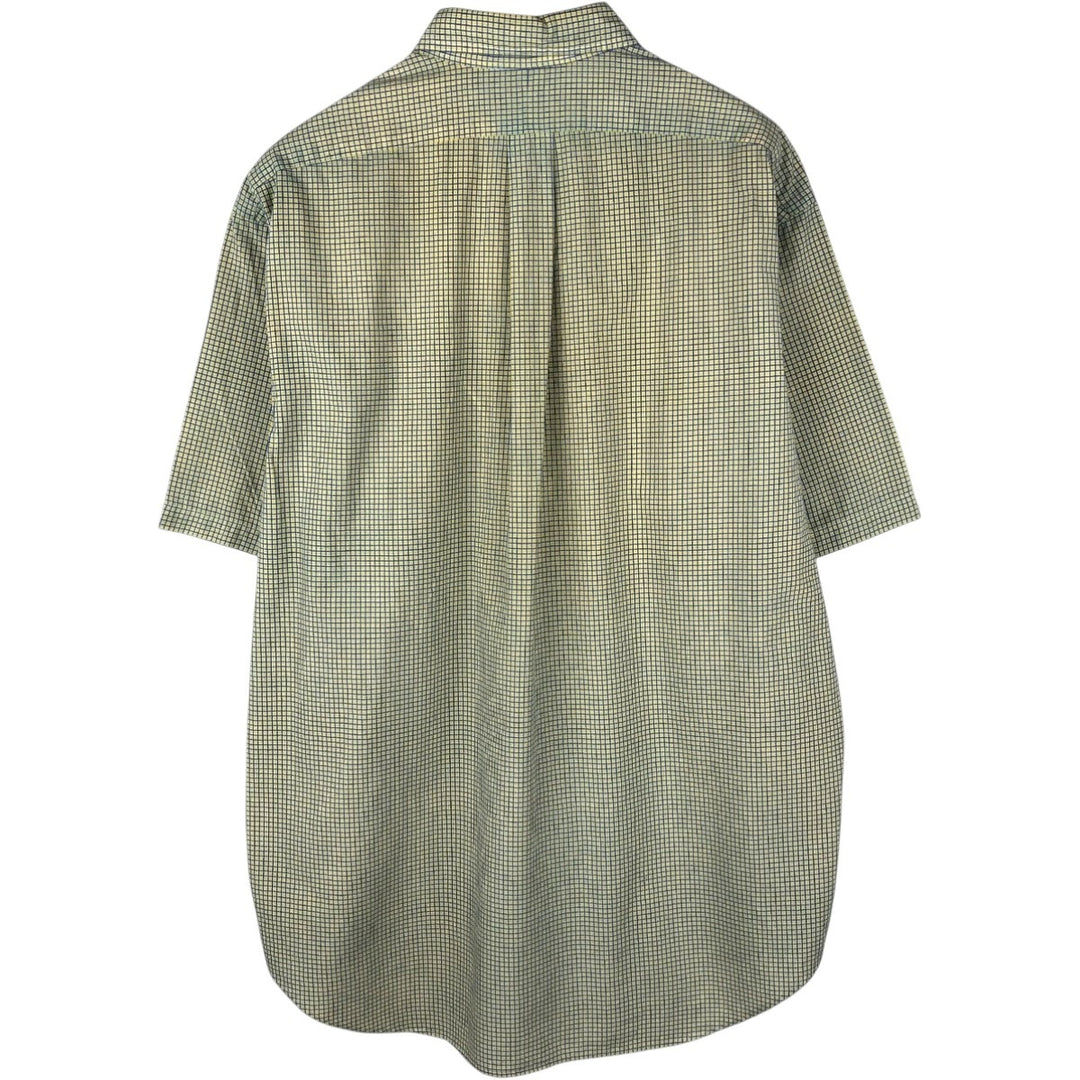 Ralph Lauren BLAKE short sleeve button down check shirt, men's size L cotton green type yellow green Vintage Second Hand