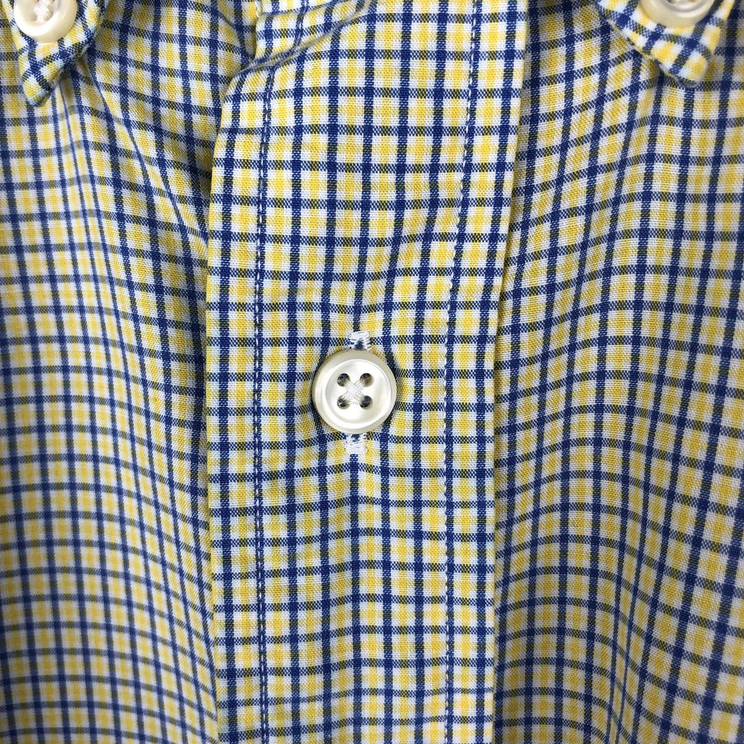 Ralph Lauren BLAKE short sleeve button down check shirt, men's size L cotton green type yellow green Vintage Second Hand