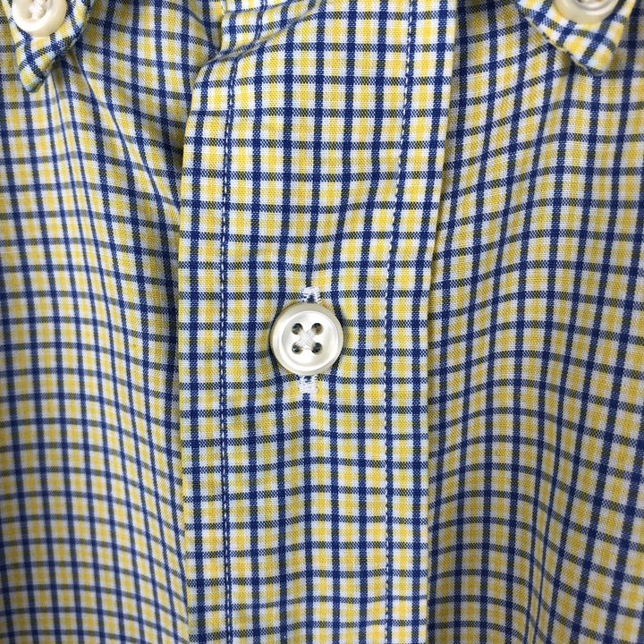 Ralph Lauren BLAKE short sleeve button down check shirt, men's size L cotton green type yellow green Vintage Second Hand