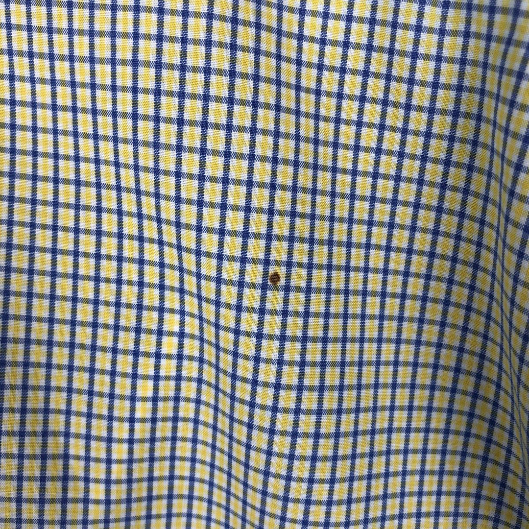 Ralph Lauren BLAKE short sleeve button down check shirt, men's size L cotton green type yellow green Vintage Second Hand