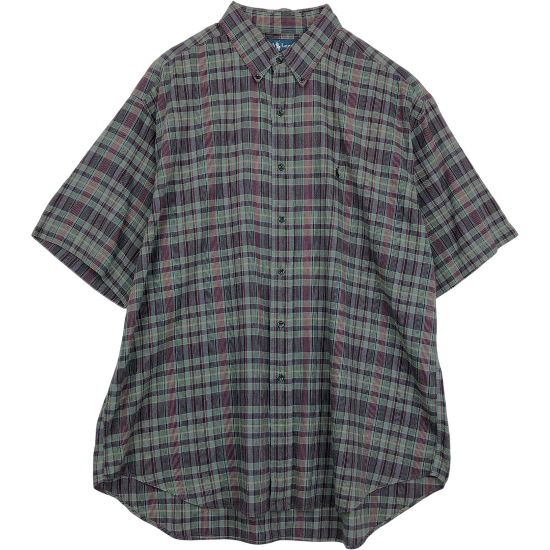 Ralph Lauren BLAKE short sleeve button down check shirt men's XL size cotton green type Vintage Second Hand