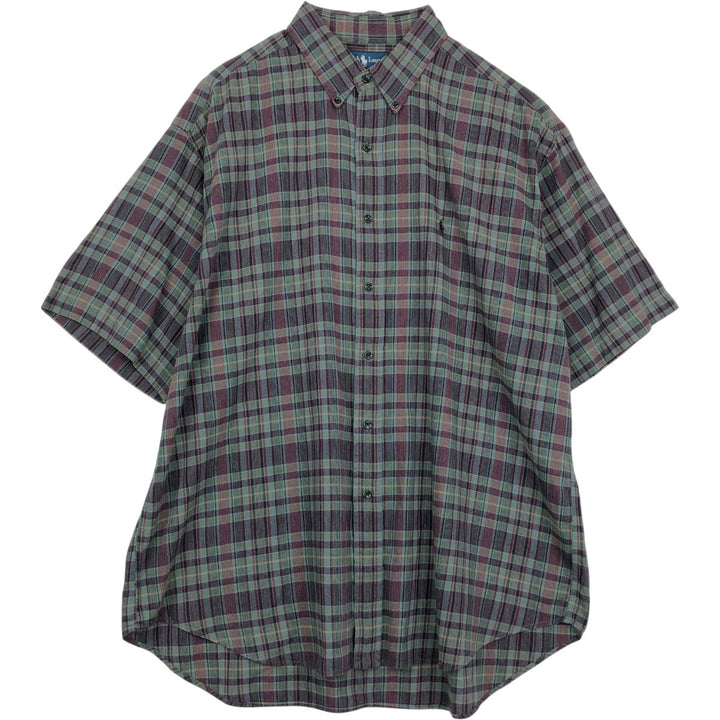 Ralph Lauren BLAKE short sleeve button down check shirt men's XL size cotton green type Vintage Second Hand