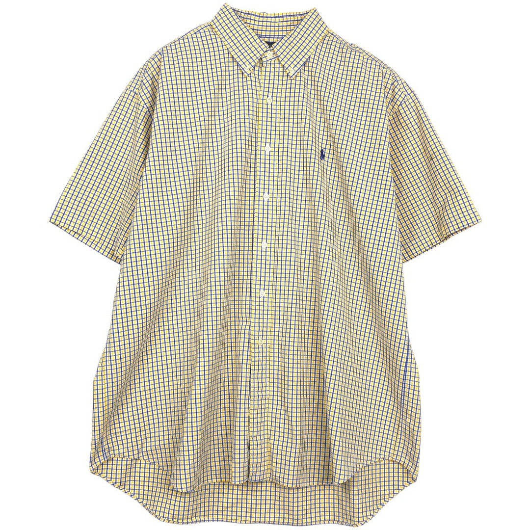 Ralph Lauren BLAKE short sleeve button down check shirt men's XL size cotton yellow type Vintage Second Hand