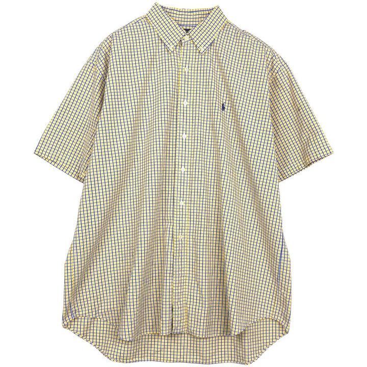 Ralph Lauren BLAKE short sleeve button down check shirt men's XL size cotton yellow type Vintage Second Hand