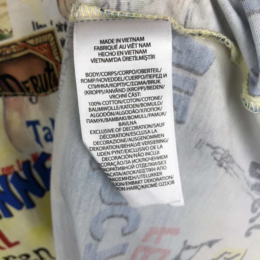 Ralph Lauren POLO by Ralph Lauren all-over print half-button short-sleeved cotton shirt, boxy fit, men's size XL equivalent. cotton yellow type Vintage Second Hand