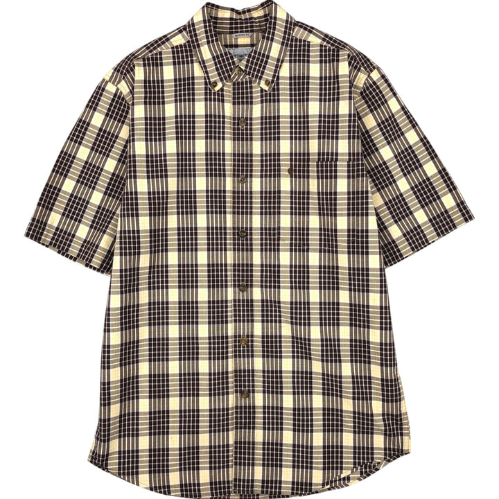 Carhartt Relaxed Fit Check Pattern Button-down Short Sleeve Work Shirt, Men's Medium cotton yellow type Vintage Second Hand
