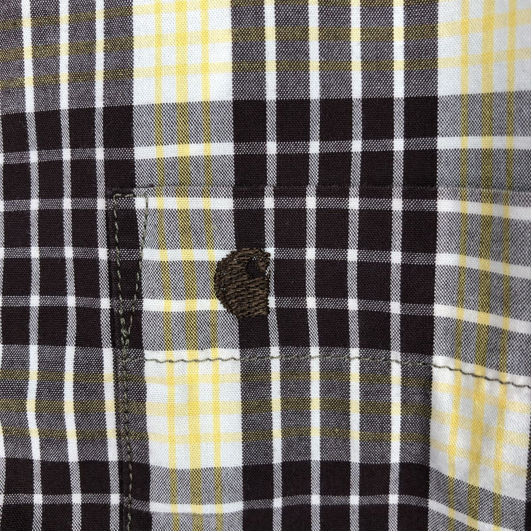 Carhartt Relaxed Fit Check Pattern Button-down Short Sleeve Work Shirt, Men's Medium cotton yellow type Vintage Second Hand
