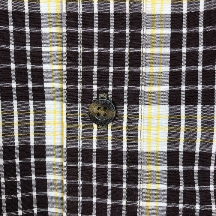 Carhartt Relaxed Fit Check Pattern Button-down Short Sleeve Work Shirt, Men's Medium cotton yellow type Vintage Second Hand