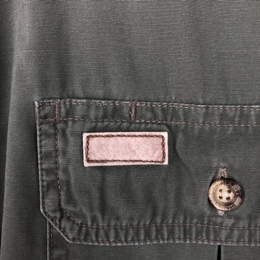 Carhartt short sleeve work shirt, size L for men cotton Khaki type sage green Vintage Second Hand