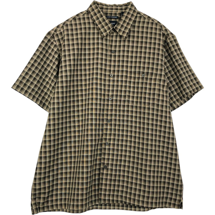 Haggar Jeans Check Pattern Short-Sleeve Polyester Shirt, Men's Size XL (approx.) polyester brown type Vintage Second Hand