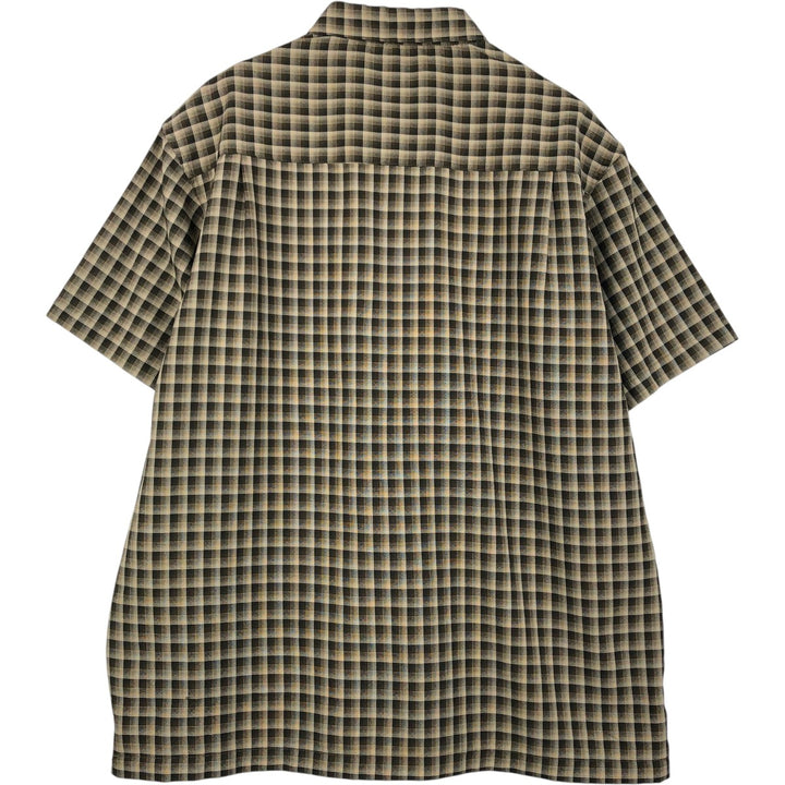 Haggar Jeans Check Pattern Short-Sleeve Polyester Shirt, Men's Size XL (approx.) polyester brown type Vintage Second Hand