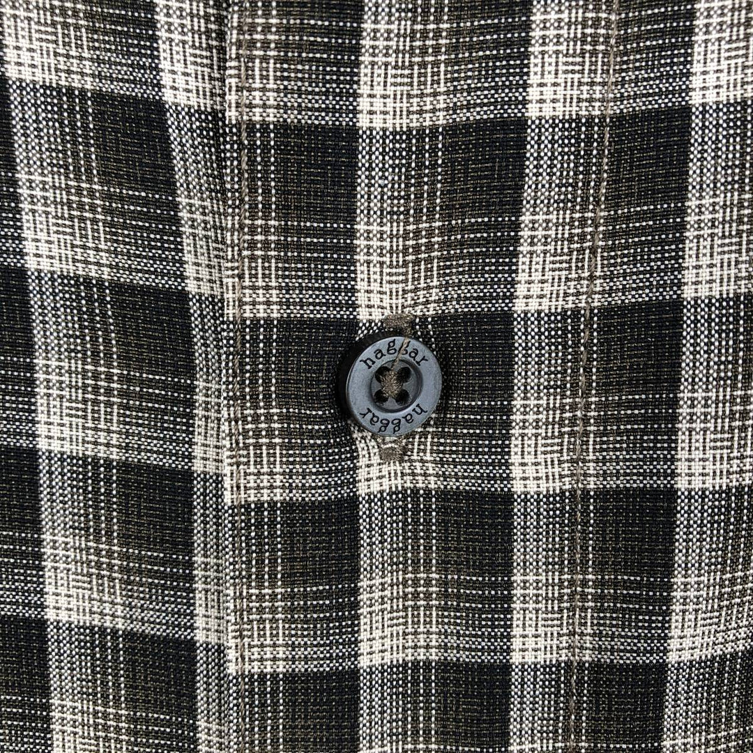 Haggar Jeans Check Pattern Short-Sleeve Polyester Shirt, Men's Size XL (approx.) polyester brown type Vintage Second Hand