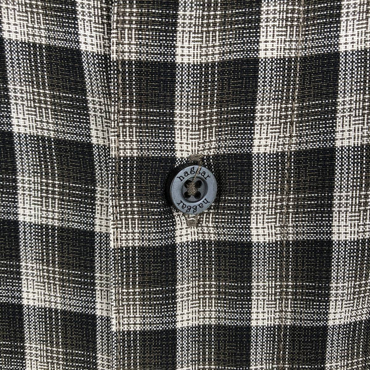 Haggar Jeans Check Pattern Short-Sleeve Polyester Shirt, Men's Size XL (approx.) polyester brown type Vintage Second Hand