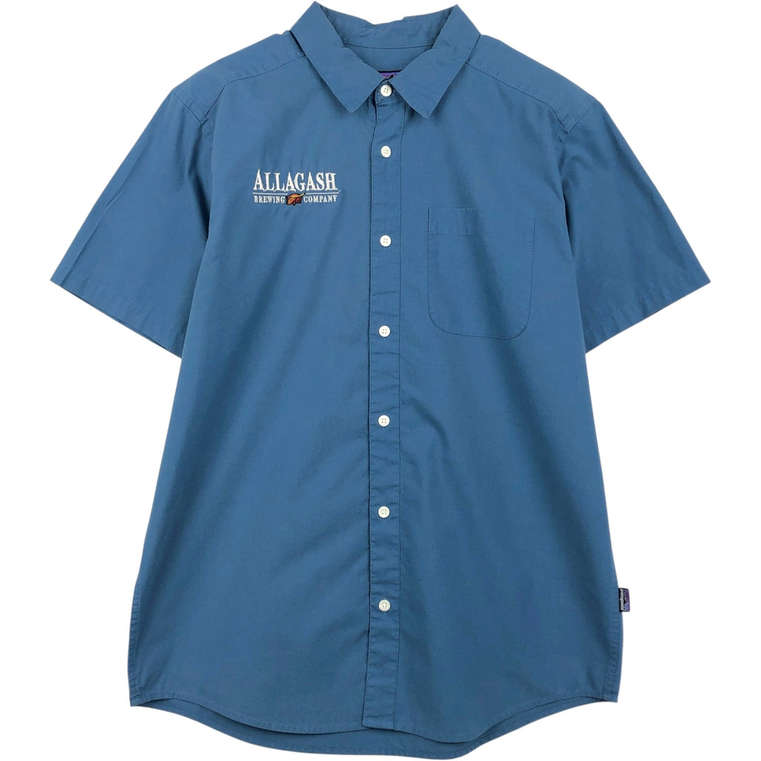 Patagonia 52690SP14 Short-Sleeve Cotton Shirt, Men's Size M (approx.) Organic cotton blue type Vintage Second Hand