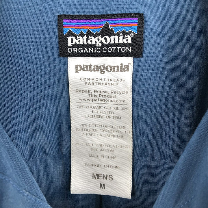 Patagonia 52690SP14 Short-Sleeve Cotton Shirt, Men's Size M (approx.) Organic cotton blue type Vintage Second Hand