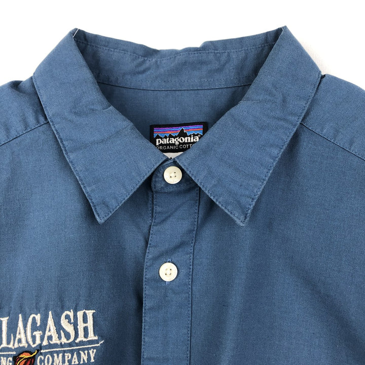 Patagonia 52690SP14 Short-Sleeve Cotton Shirt, Men's Size M (approx.) Organic cotton blue type Vintage Second Hand