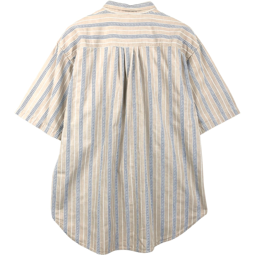 Levi's DIAMOND LABEL Short-Sleeve Cotton Striped Shirt, Men's Size L (approx.) cotton Beige type Vintage Second Hand