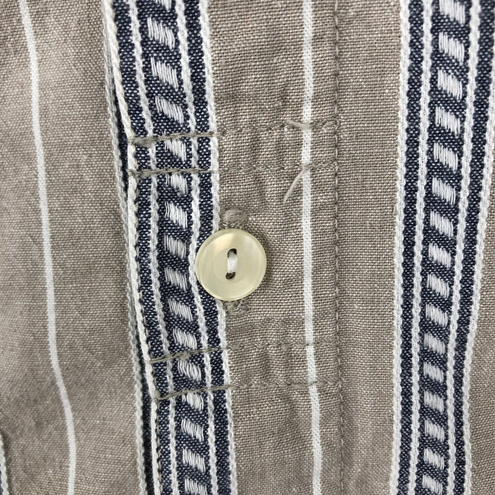 Levi's DIAMOND LABEL Short-Sleeve Cotton Striped Shirt, Men's Size L (approx.) cotton Beige type Vintage Second Hand