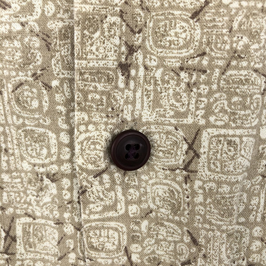 90s~00'S LLBean all-over print short sleeve open collar cotton shirt box shirt men's size L vintage cotton Beige type Vintage Second Hand