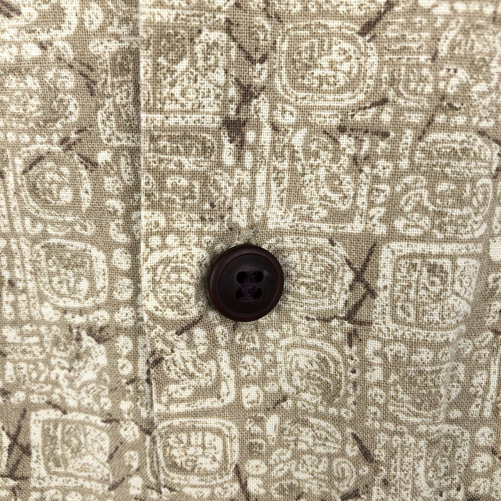 90s~00'S LLBean all-over print short sleeve open collar cotton shirt box shirt men's size L vintage cotton Beige type Vintage Second Hand