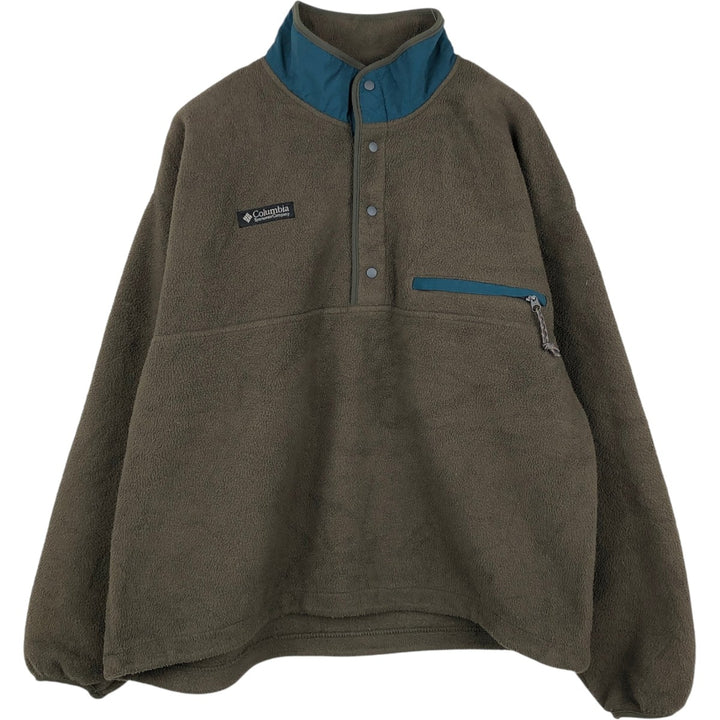 Columbia Half-Snap Fleece Pullover, Made in USA, Men's Size L (approx.) polyester Khaki type Vintage Second Hand
