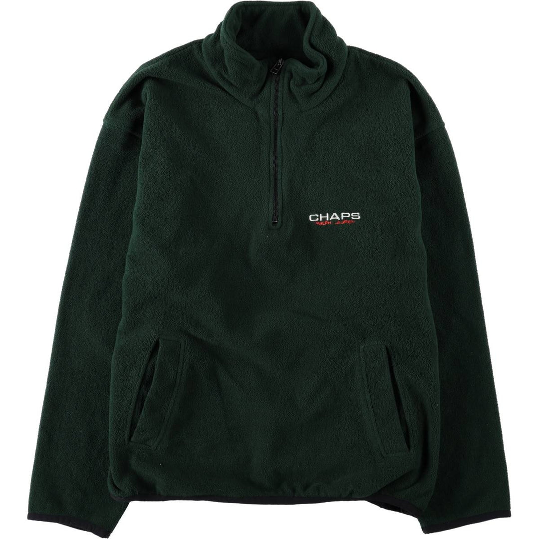 Ralph Lauren CHAPS Half-Zip Fleece Pullover, Men's XXL (approx.) polyester Green type dark green Vintage Second Hand